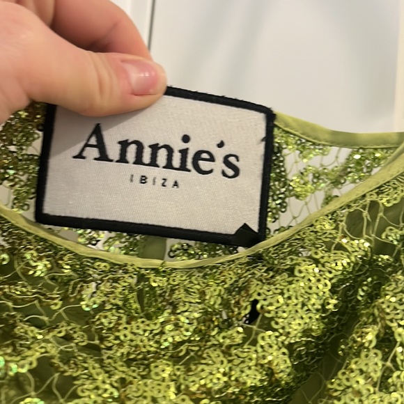 Annie’s Ibiza Green Silk Sequin Mini Dress - Picture 2 of 12
